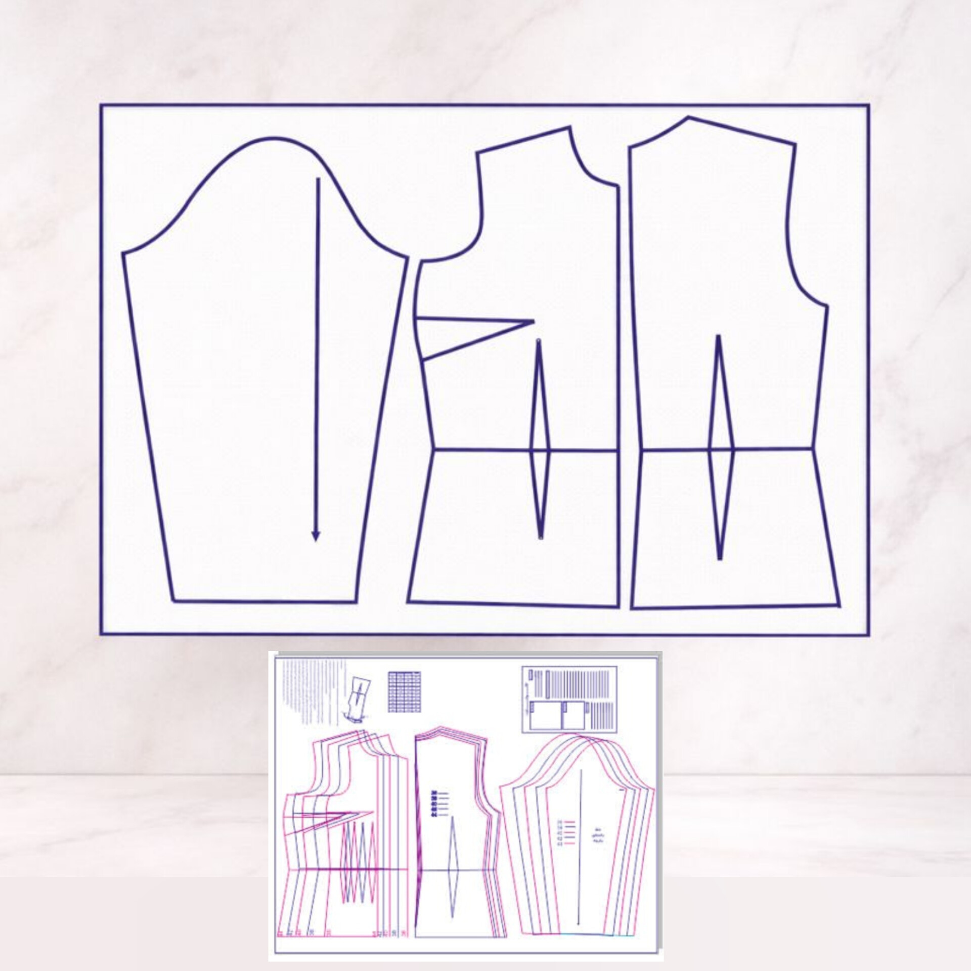 الگو بالاتنه و آستین اقتصادی متد abm تک رنگ