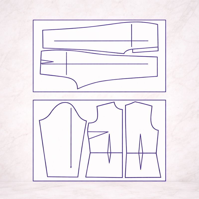 پک یک سایزی الگو بالاتنه آستین و شلوار