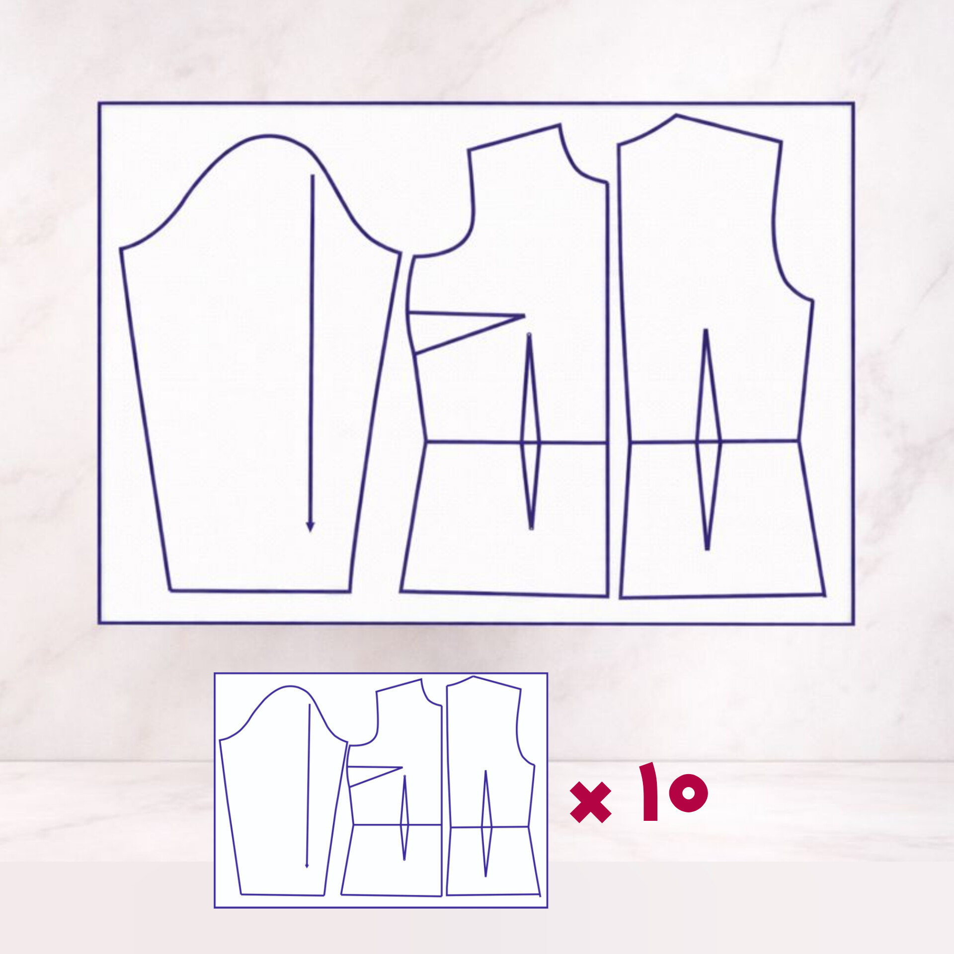 الگو آماده بالاتنه پایه تجاری یا َABM ده سایزی 36 تا 54