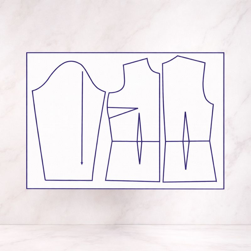 الگو خیاطی بالاتنه و آستین پایه یک سایزی